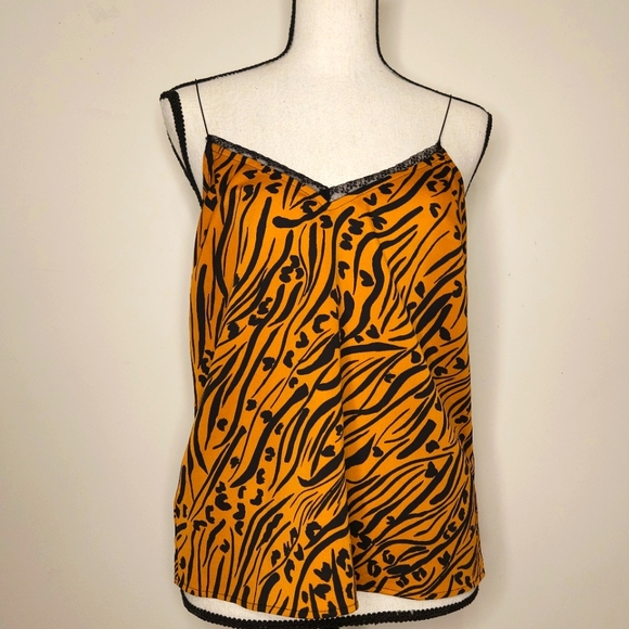 HP!! BCBGeneration Orange and Black Animal Print Cami Top - Picture 1 of 4